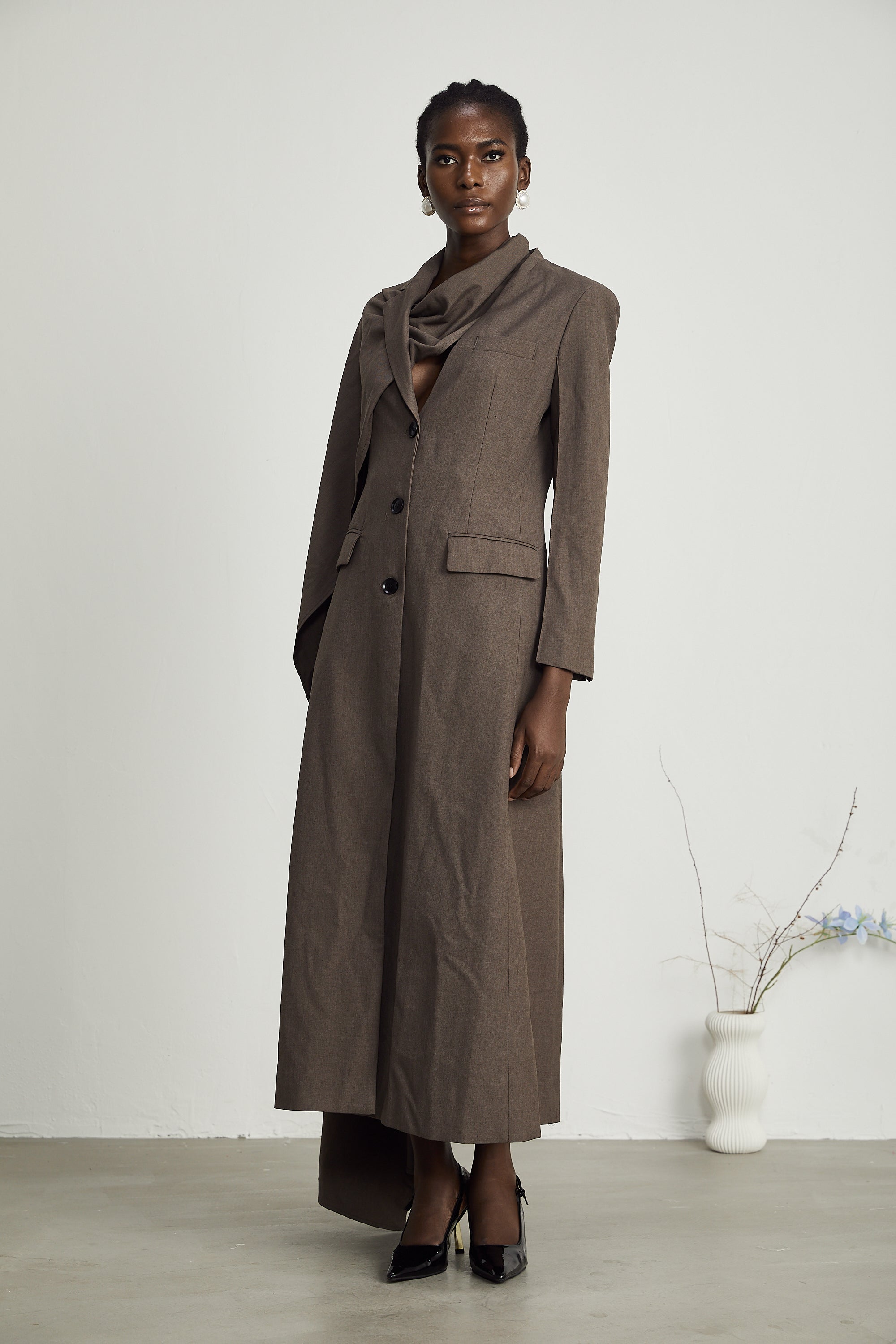 Cyrielle scarf-neck trench coat