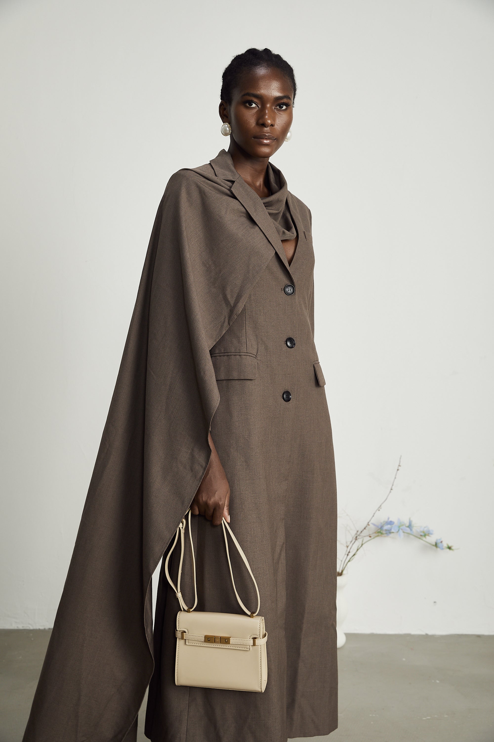 Cyrielle scarf-neck trench coat