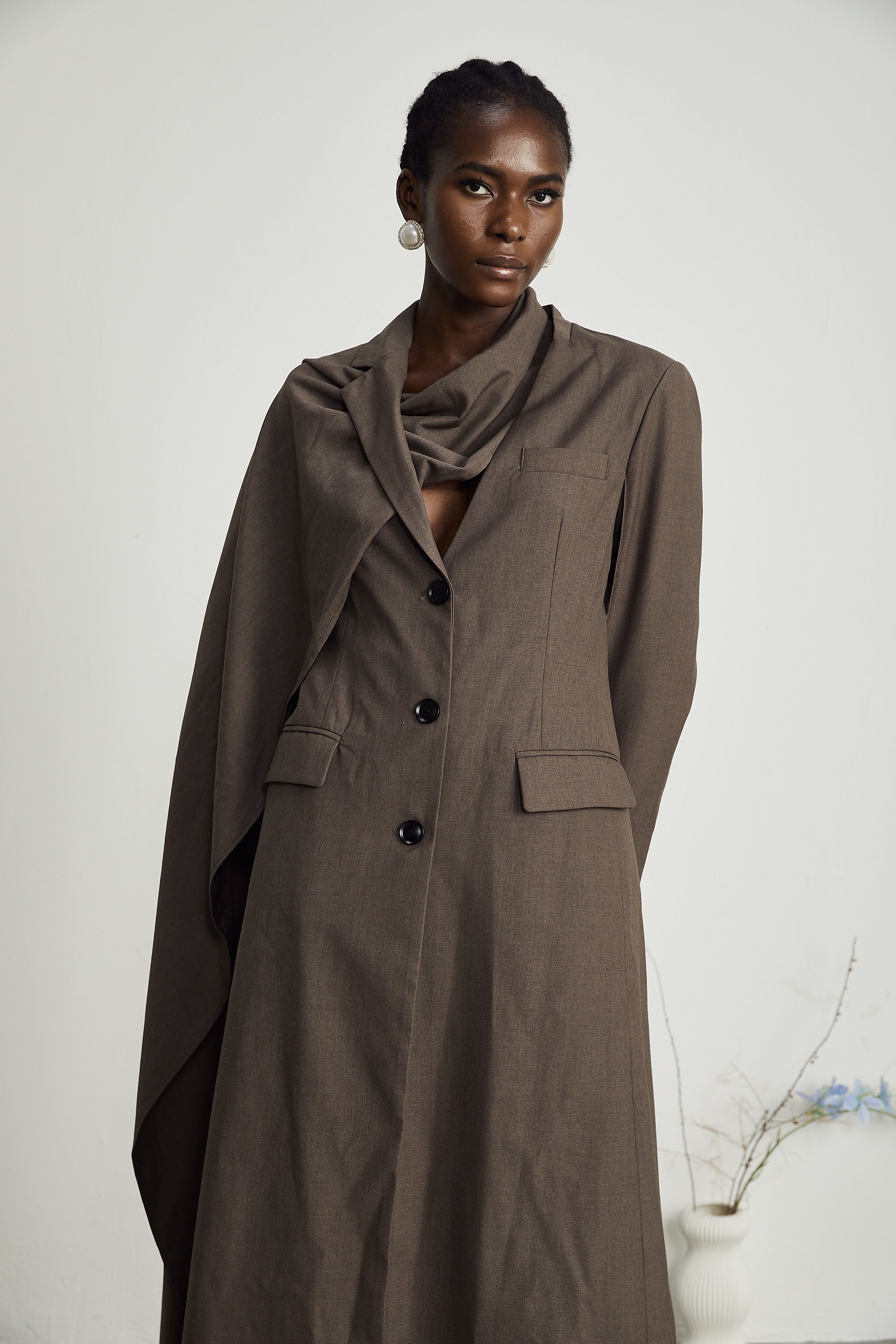 Cyrielle scarf-neck trench coat