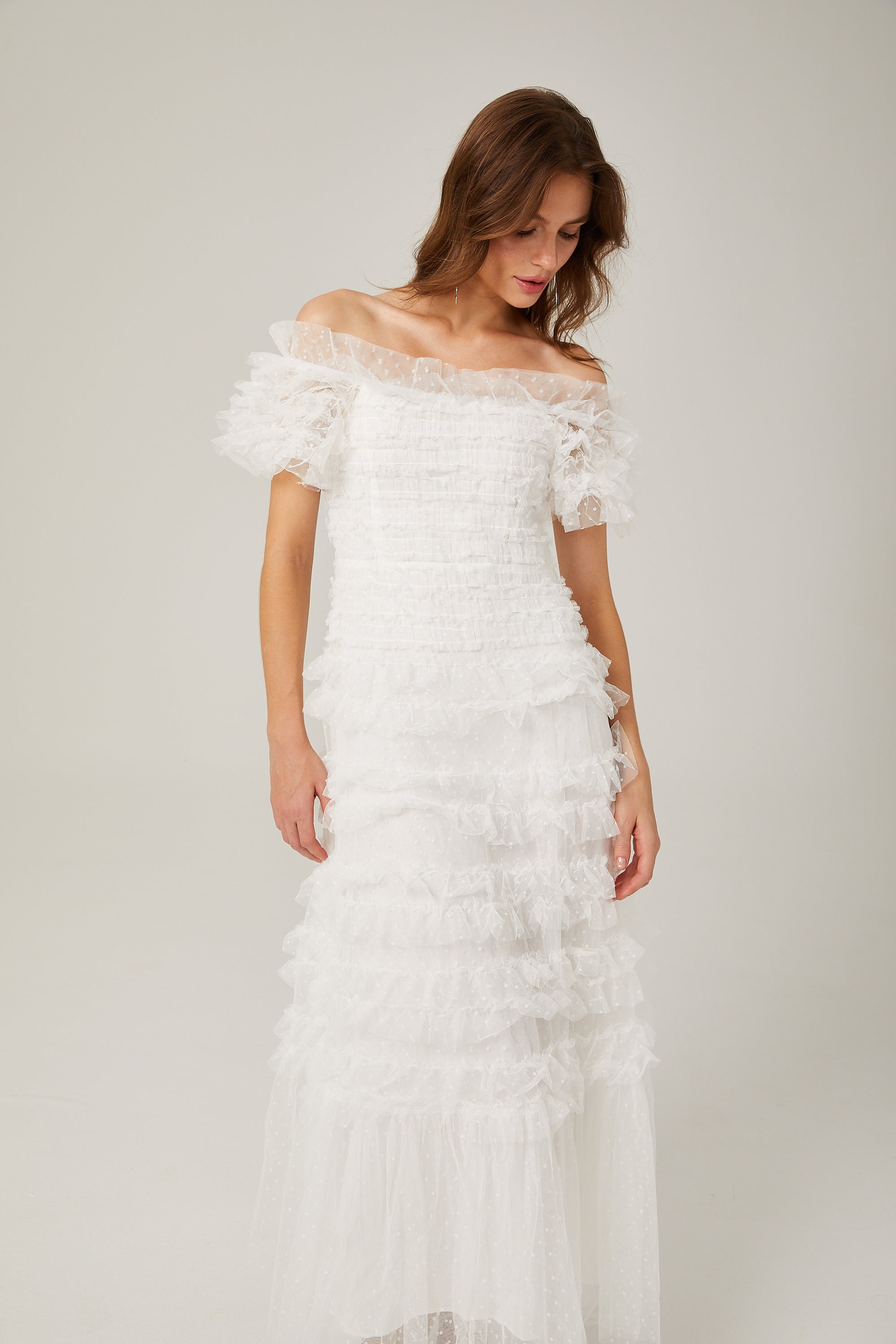 Philippine ruffled tulle midi dress