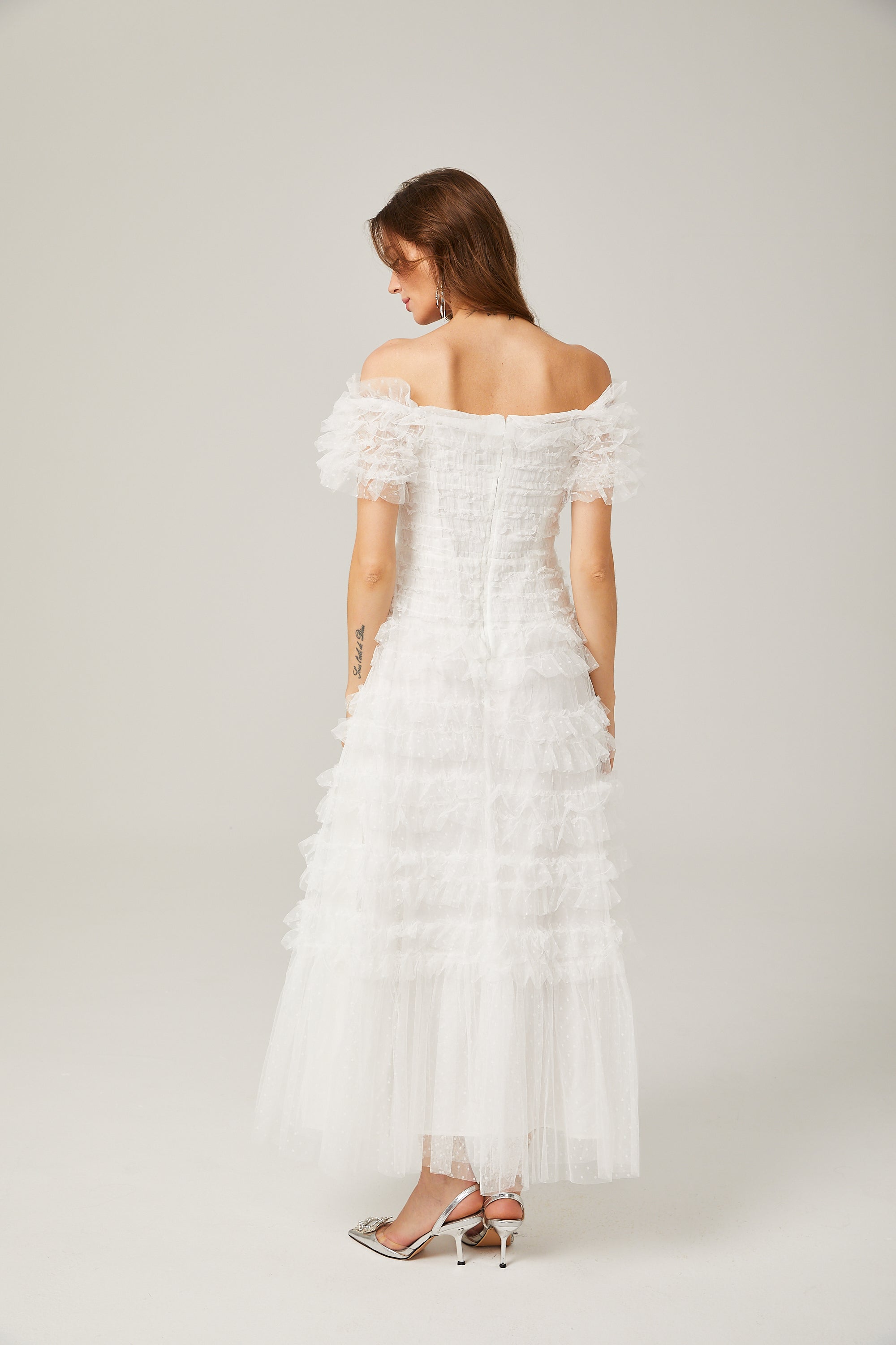 Philippine ruffled tulle midi dress