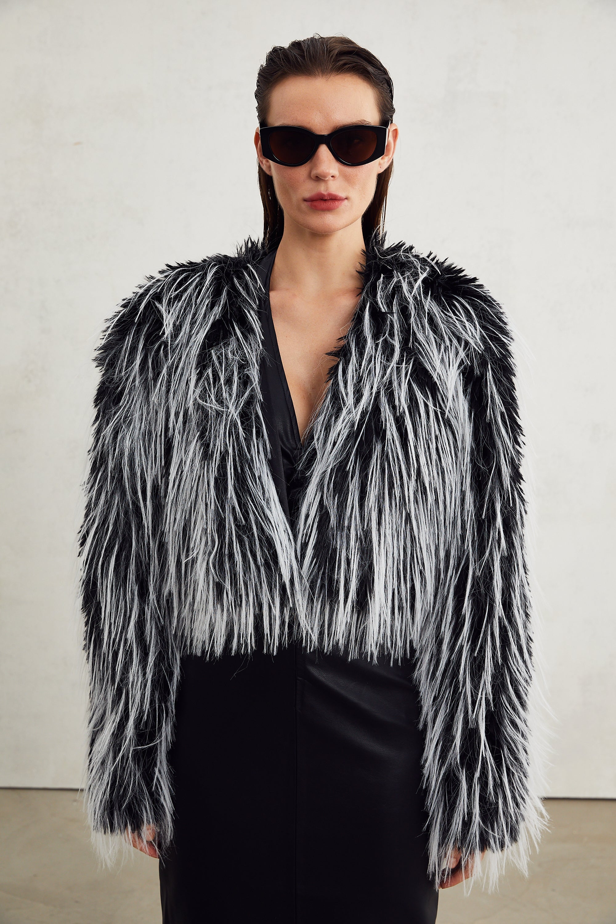 Stéphanie faux-fur open-front coat