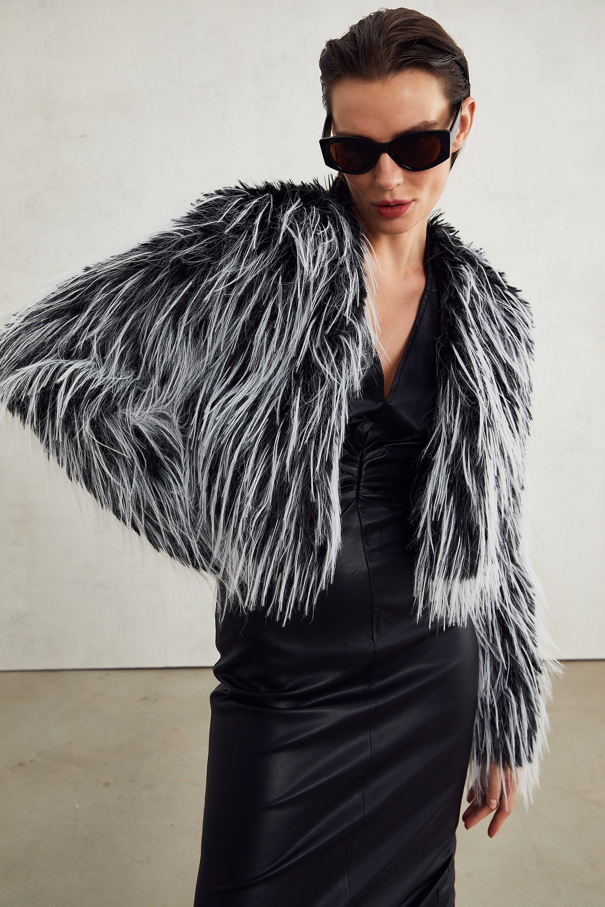 Stéphanie faux-fur open-front coat