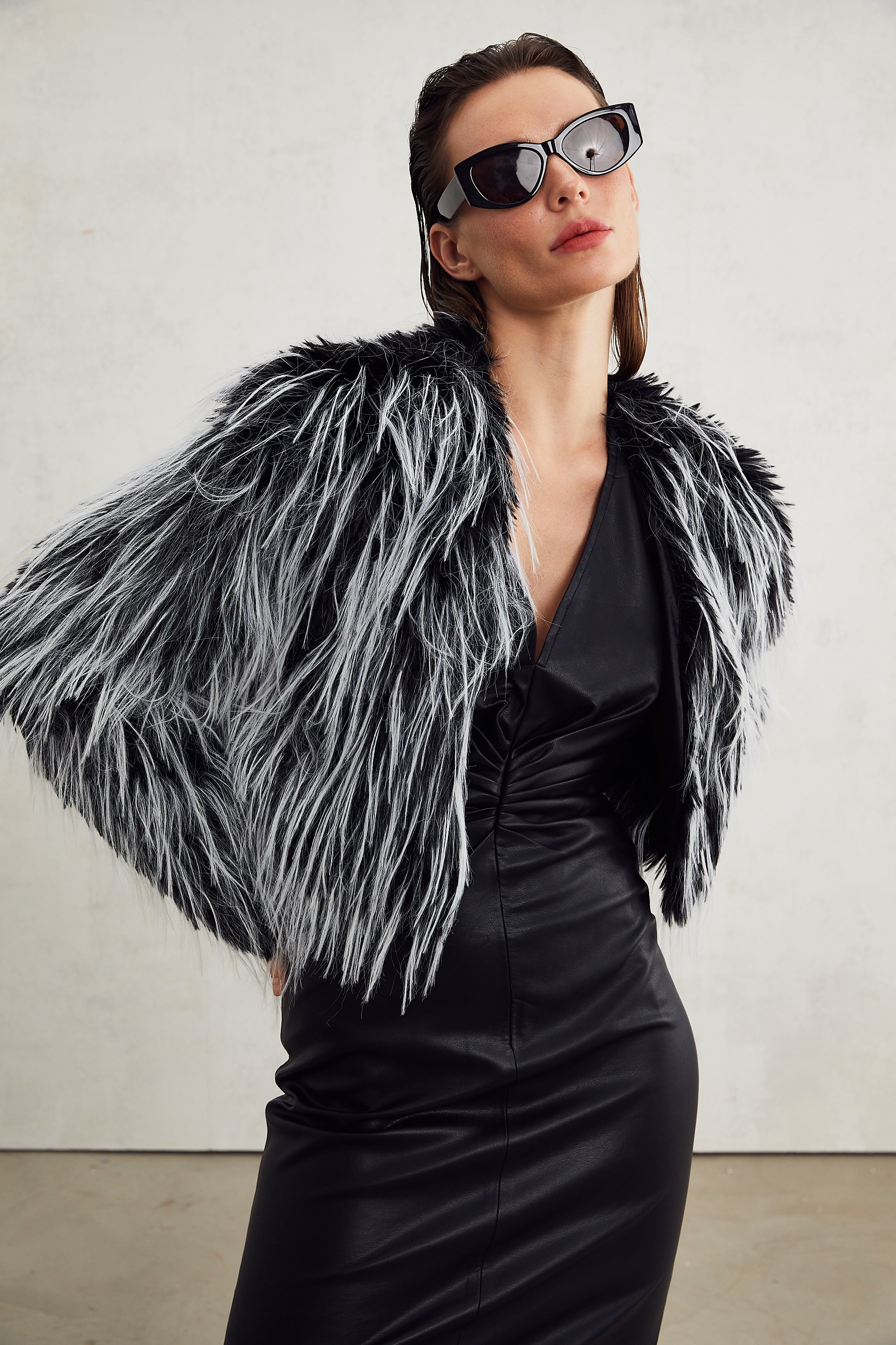 Stéphanie faux-fur open-front coat