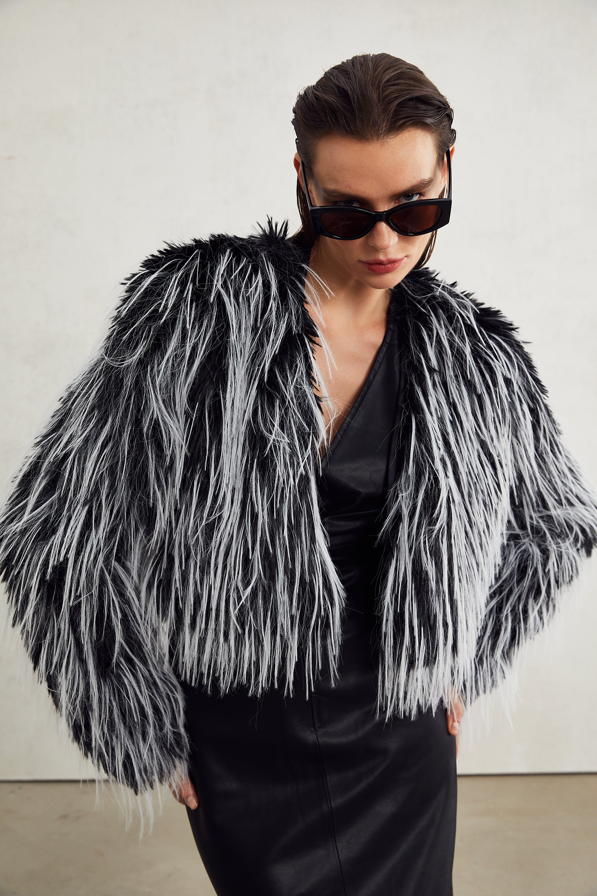 Stéphanie faux-fur open-front coat