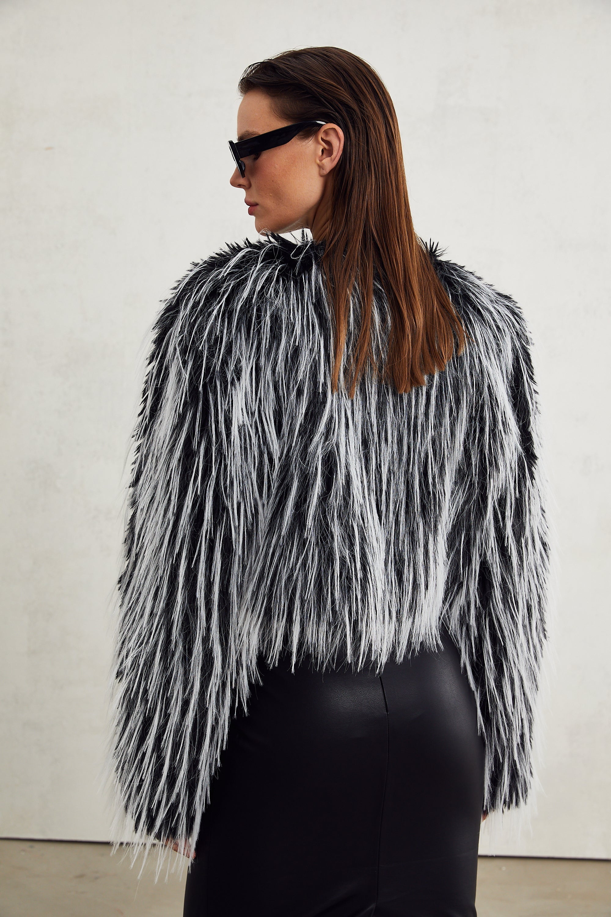 Stéphanie faux-fur open-front coat