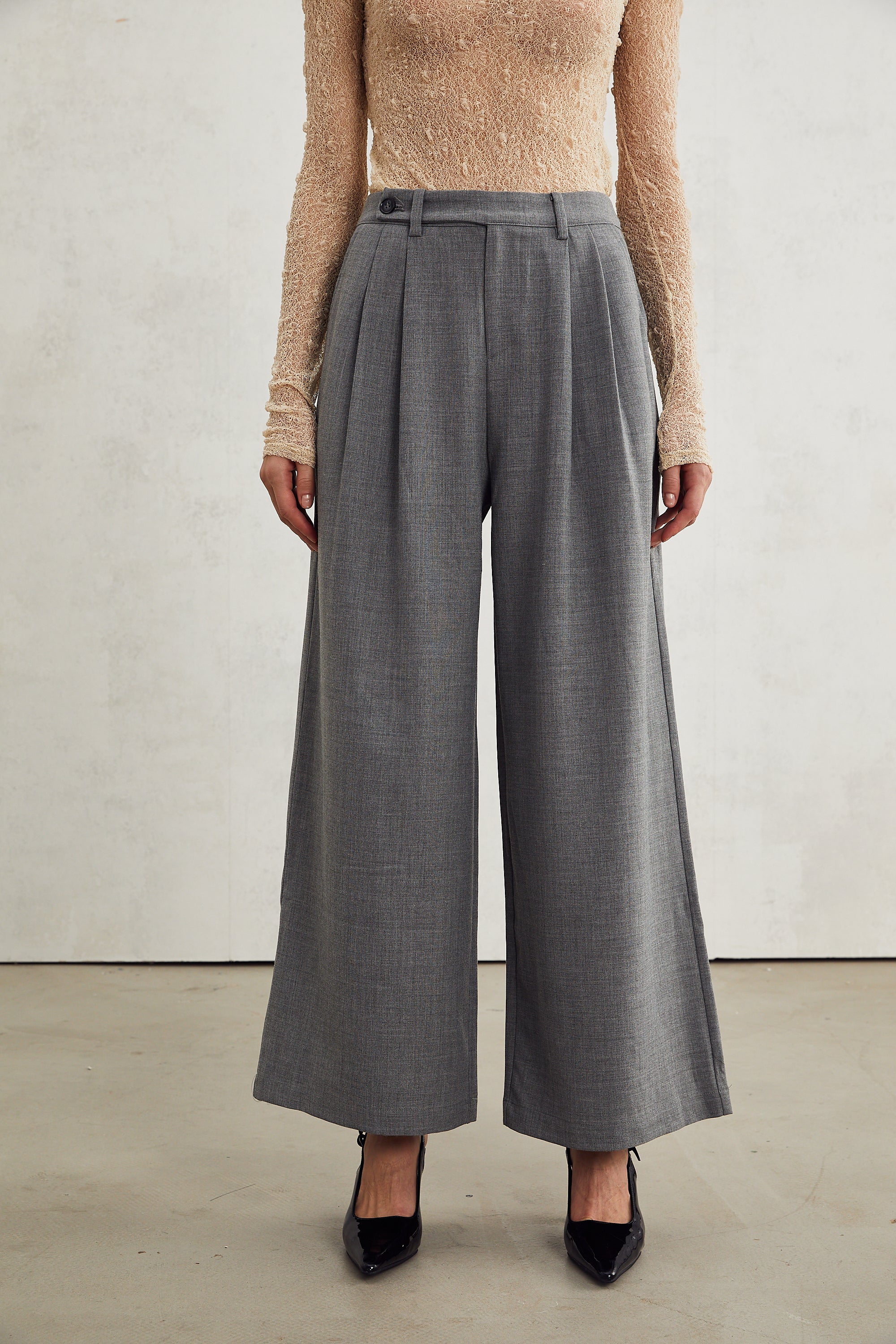 Lucienne grey straight-leg trousers