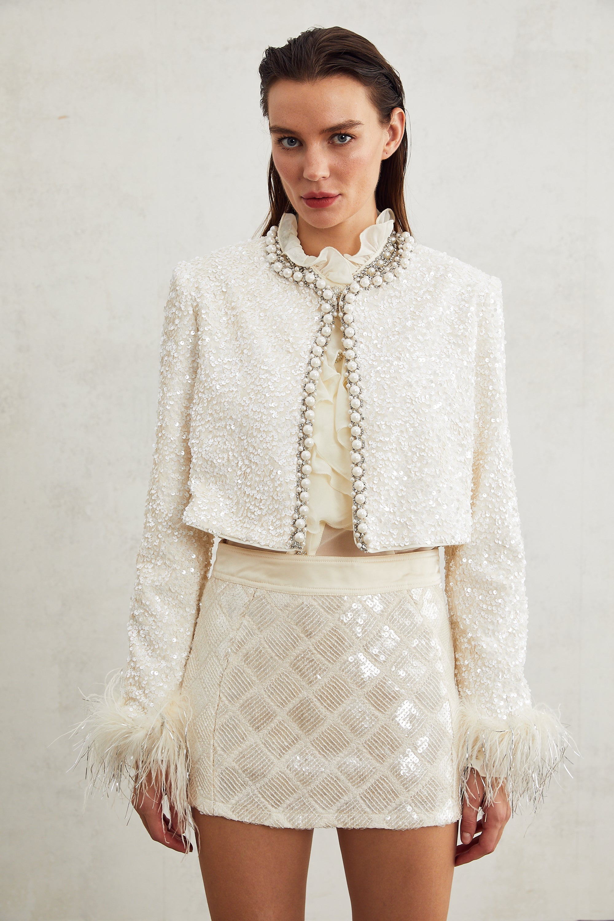 Sandrine faux-pearl embellished jacket