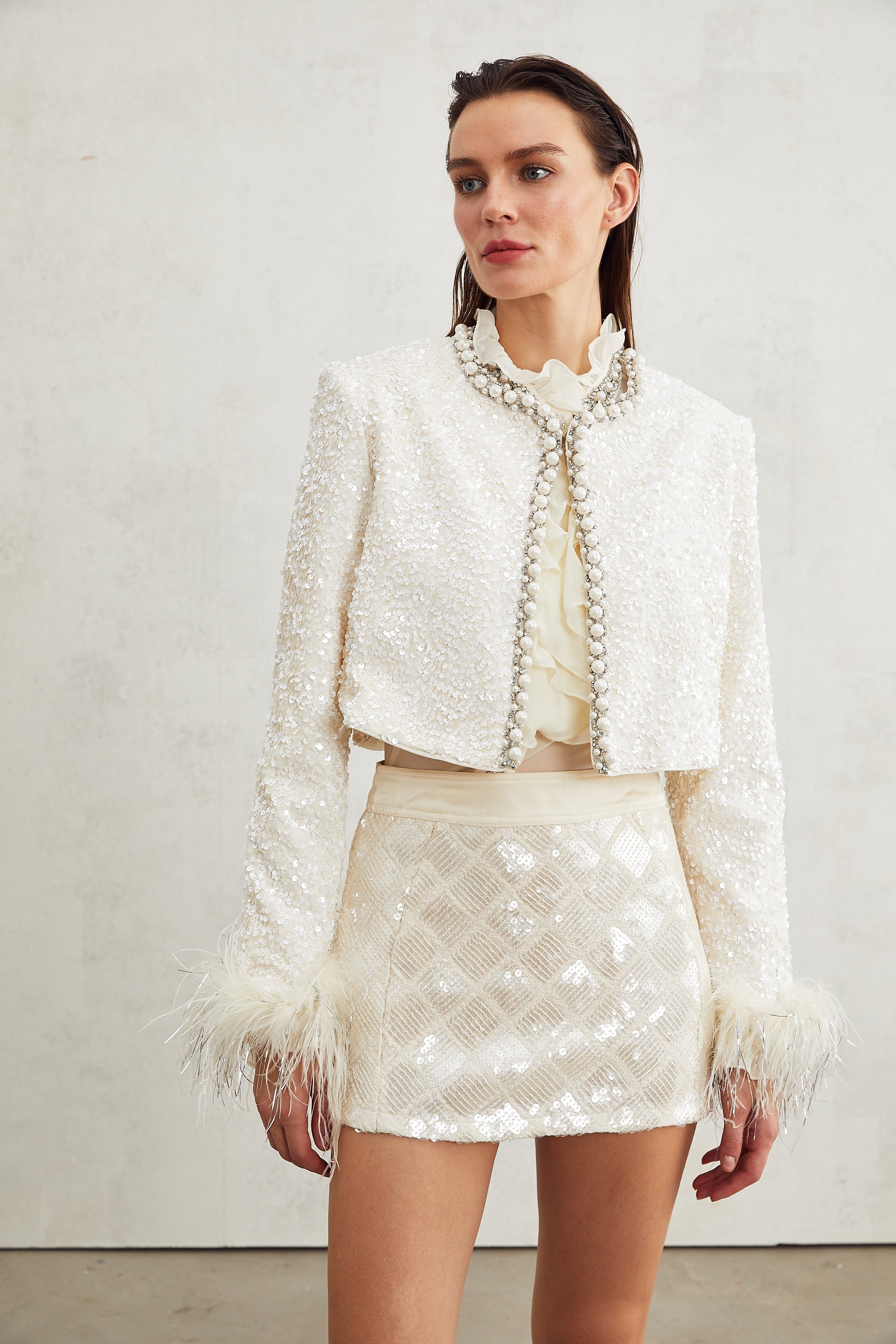 Sandrine faux-pearl embellished jacket