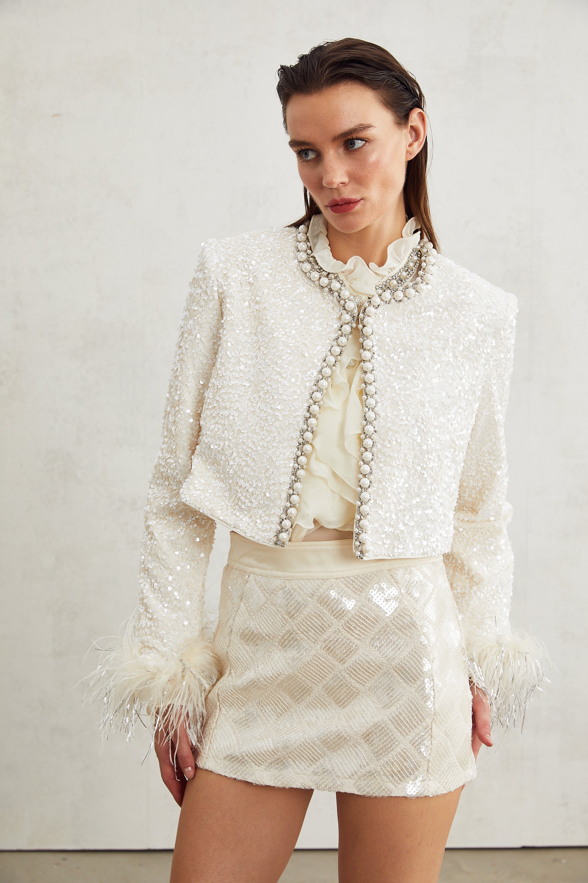 Sandrine faux-pearl embellished jacket