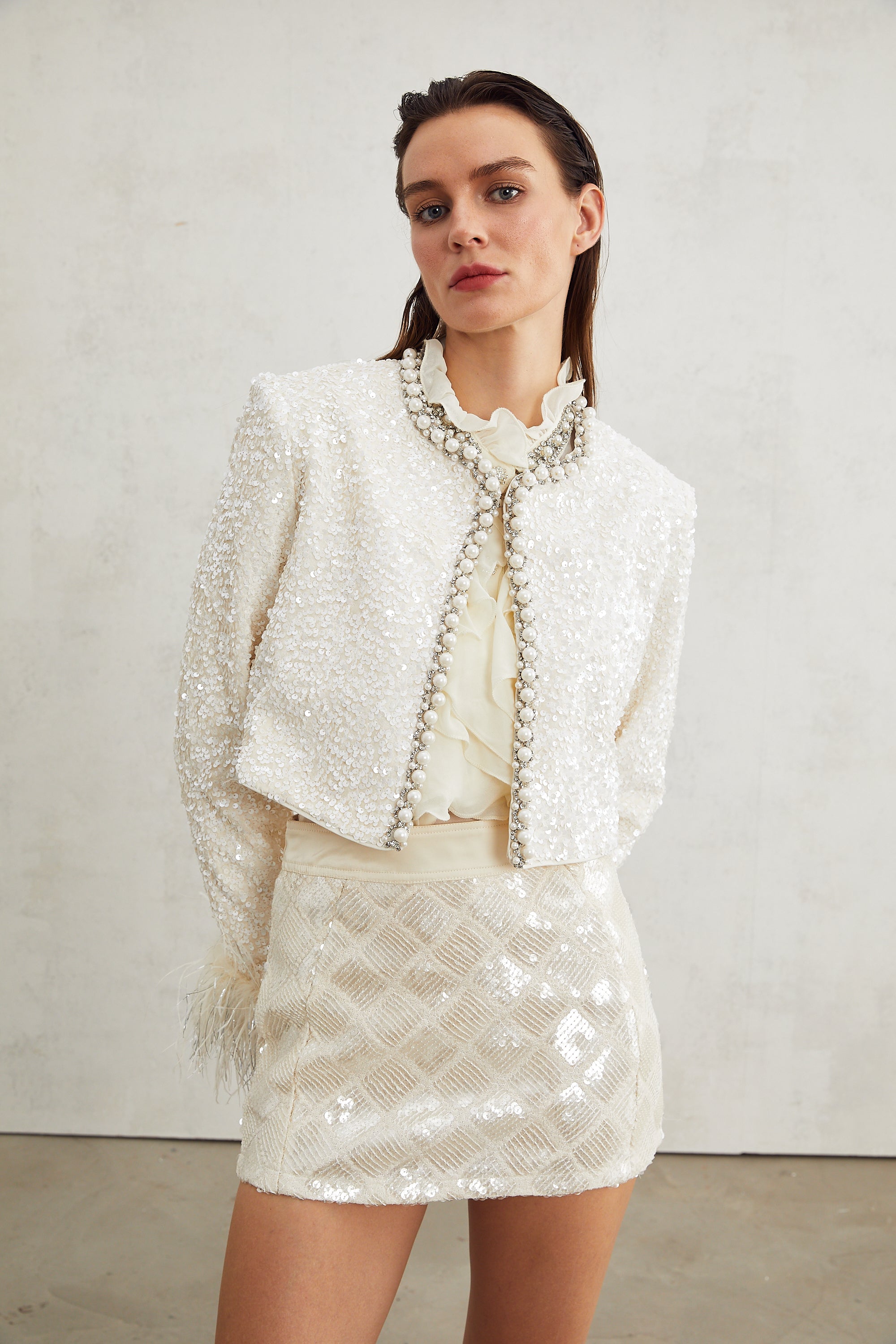 Sandrine faux-pearl embellished jacket