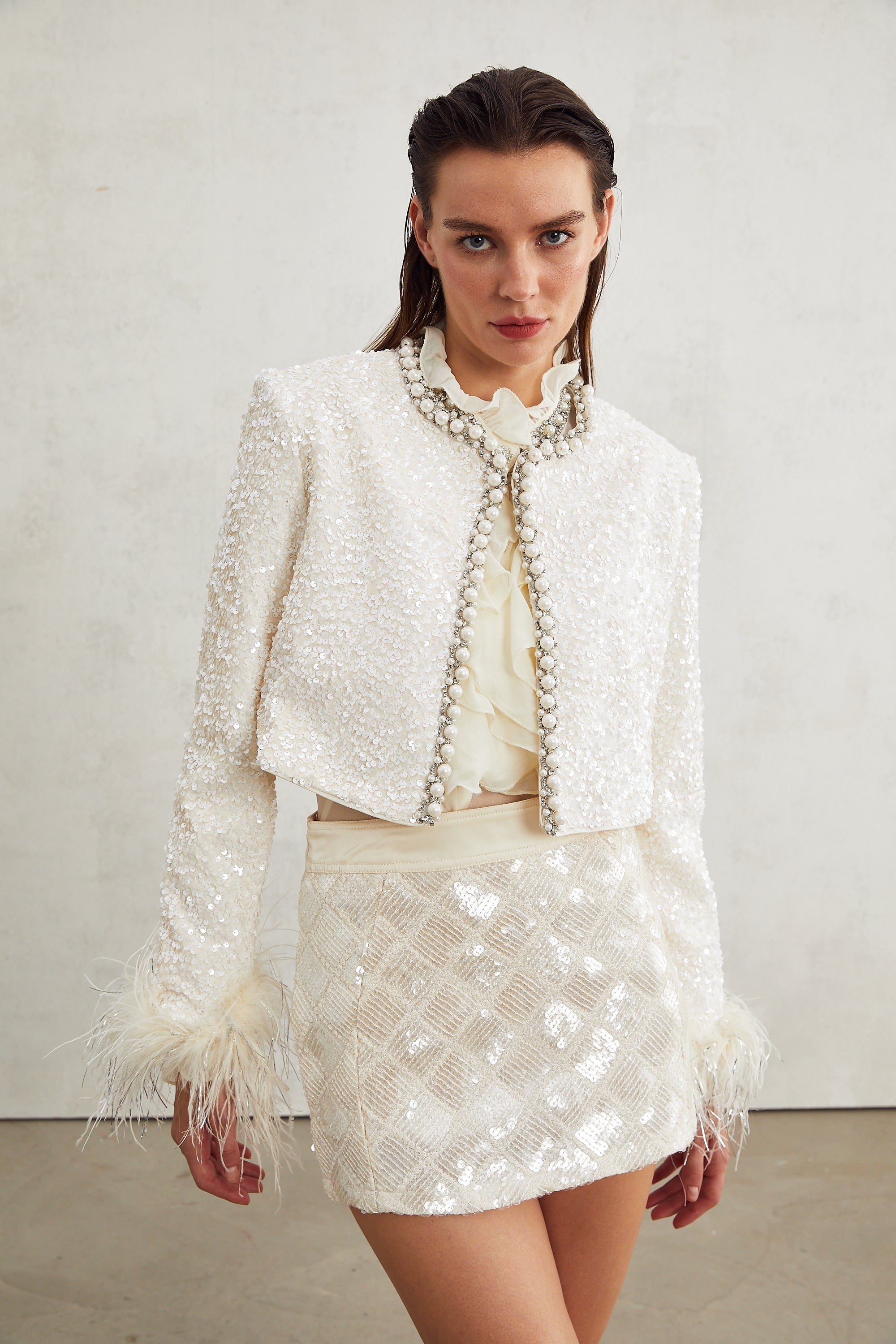 Sandrine faux-pearl embellished jacket