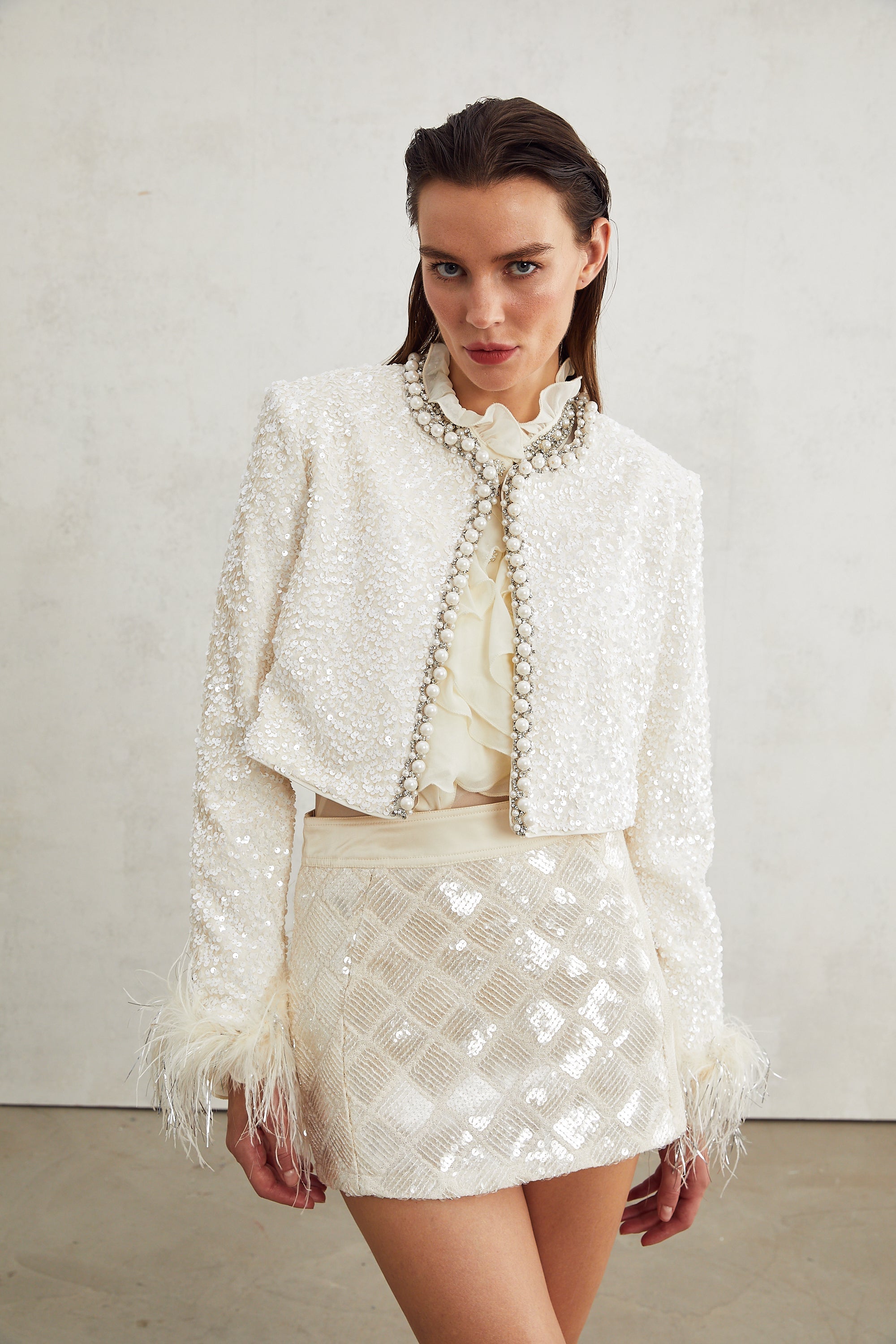 Sandrine faux-pearl embellished jacket