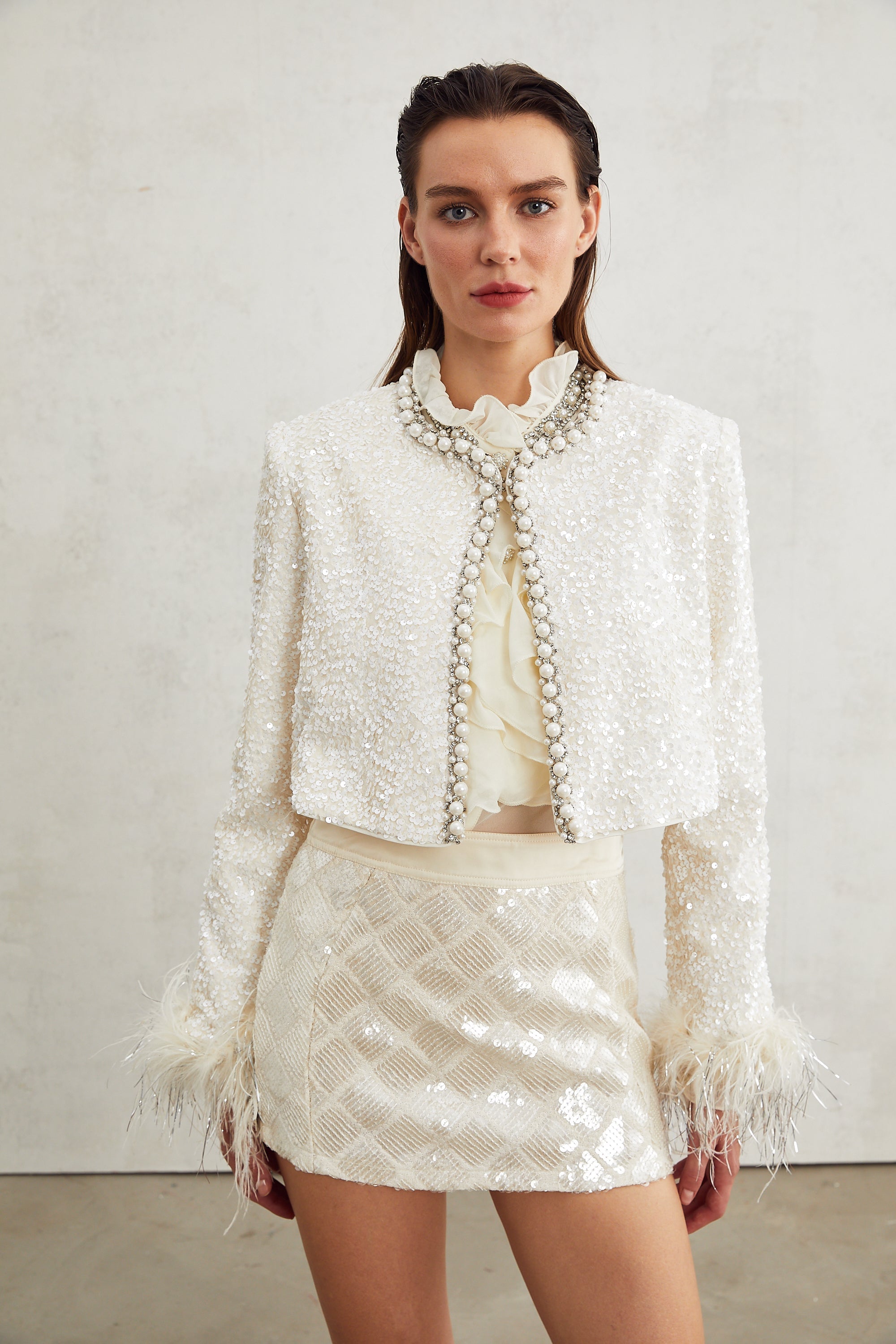 Sandrine faux-pearl embellished jacket