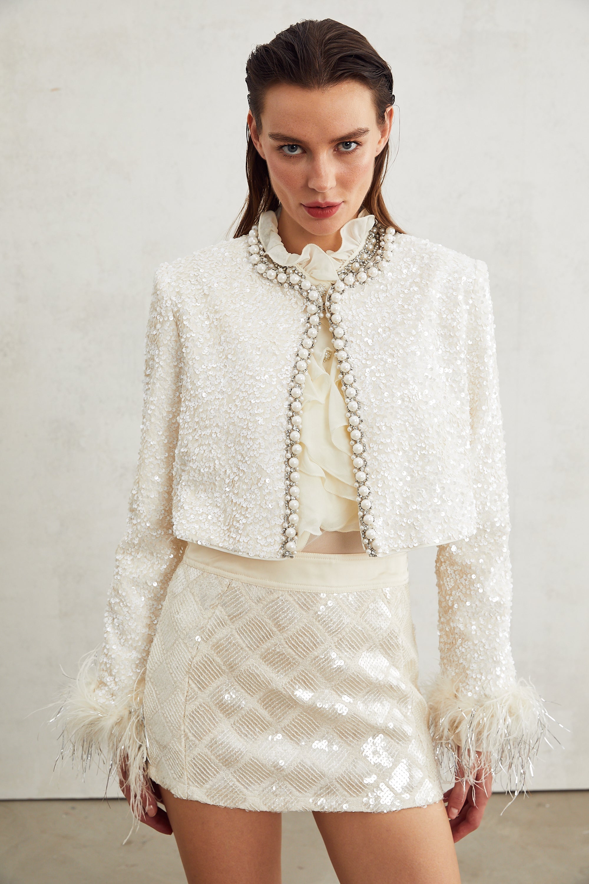 Sandrine faux-pearl embellished jacket