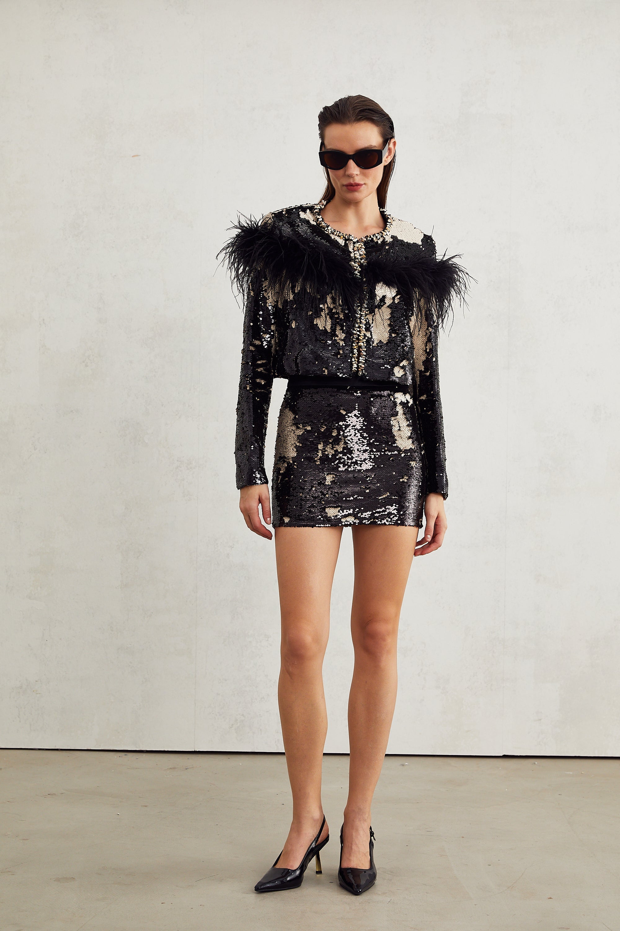 Magali embellished feather-detailing jacket