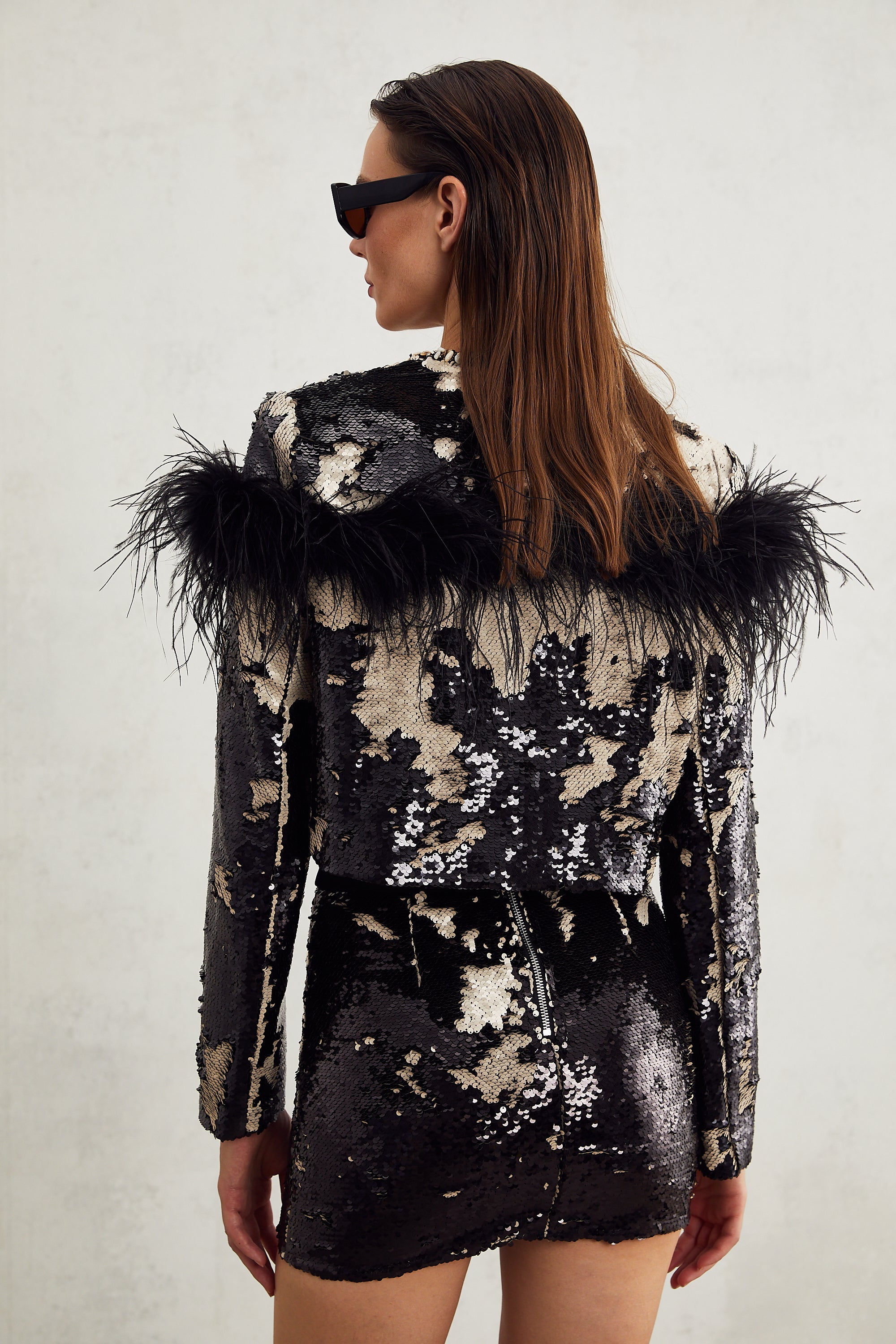 Magali embellished feather-detailing jacket