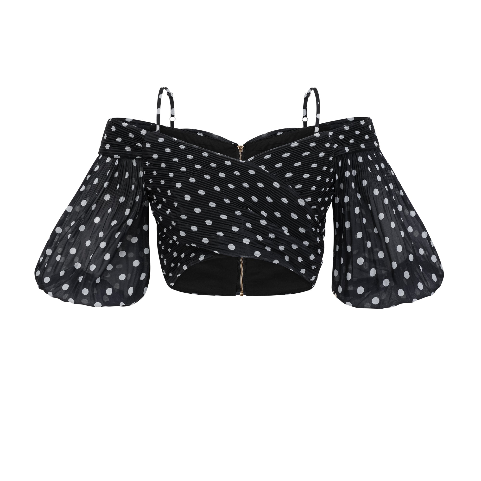 Ingrid polka-dot pleated top & skirt matching set