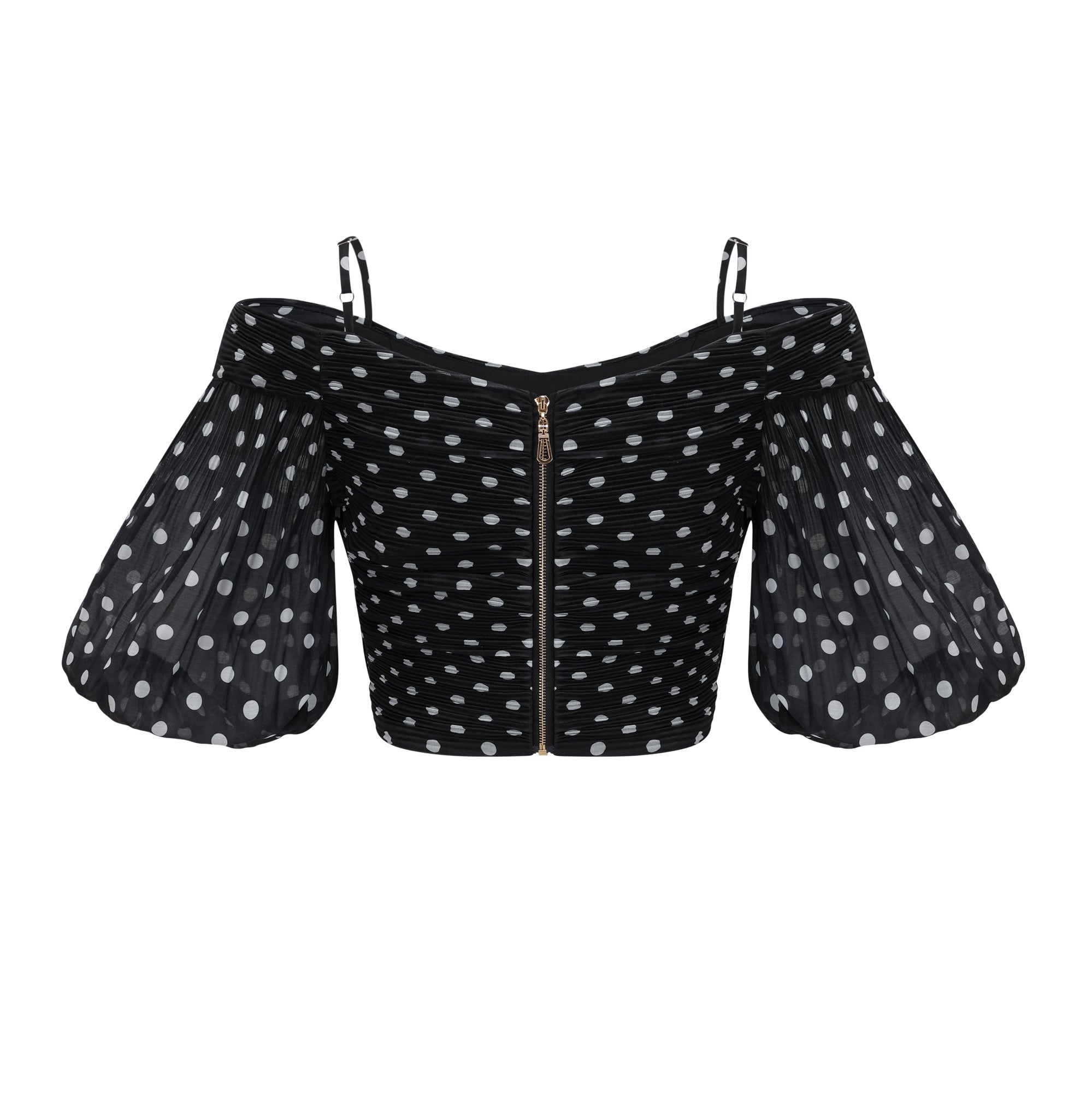 Ingrid polka-dot pleated top & skirt matching set