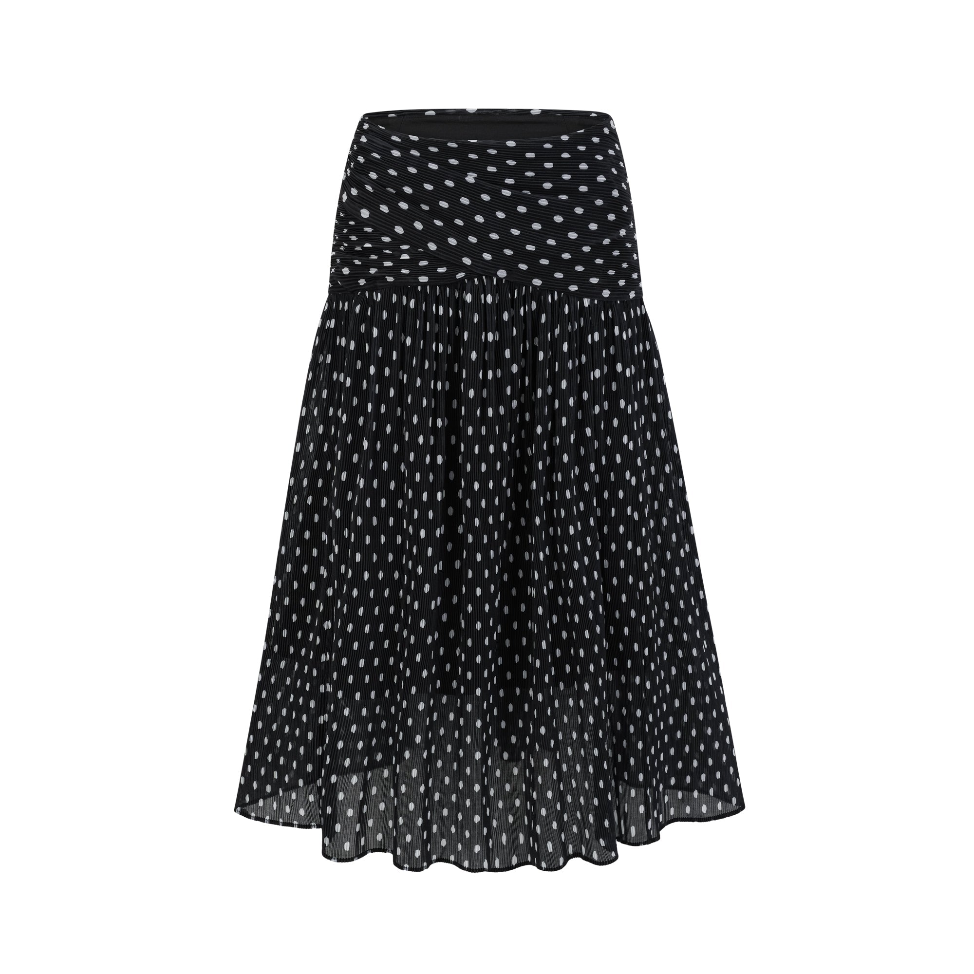 Ingrid polka-dot pleated top & skirt matching set