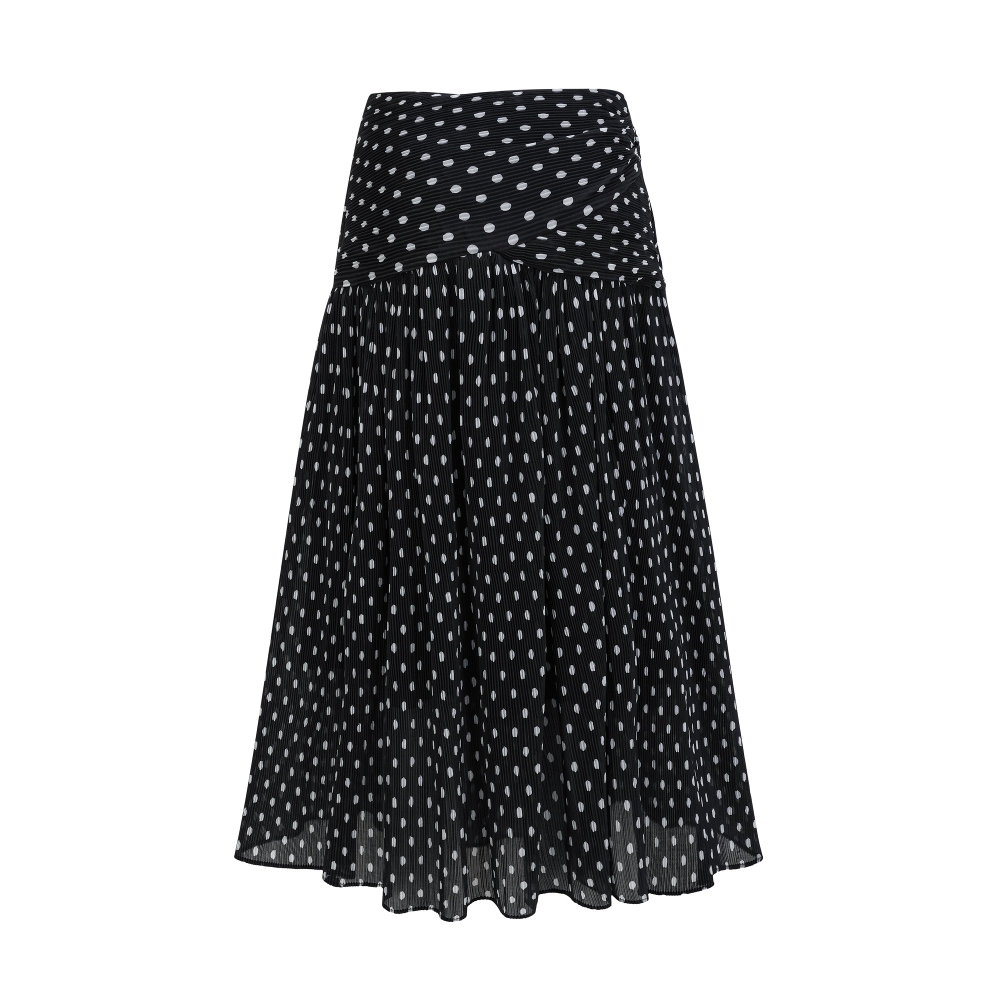 Ingrid polka-dot pleated top & skirt matching set