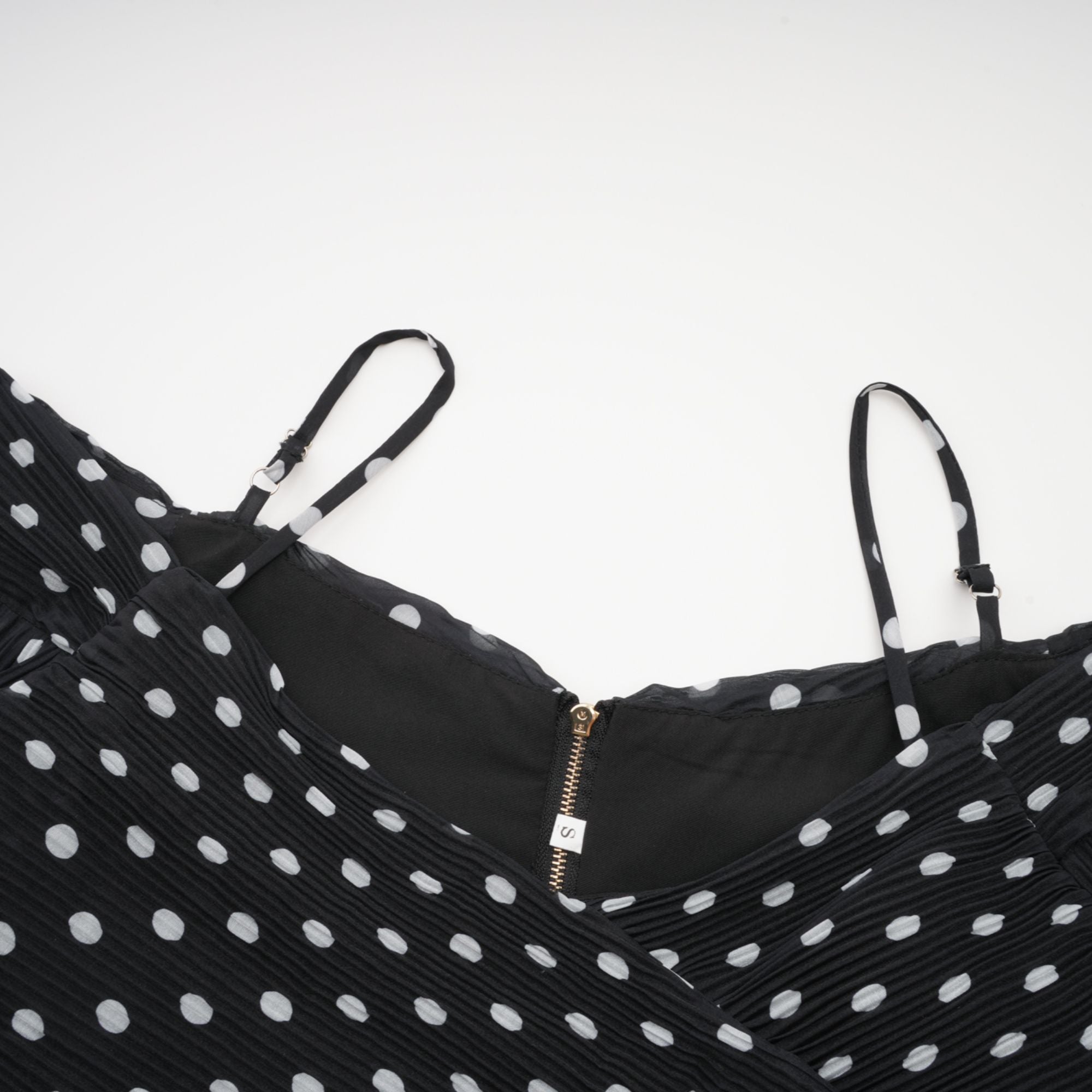 Ingrid polka-dot pleated top & skirt matching set