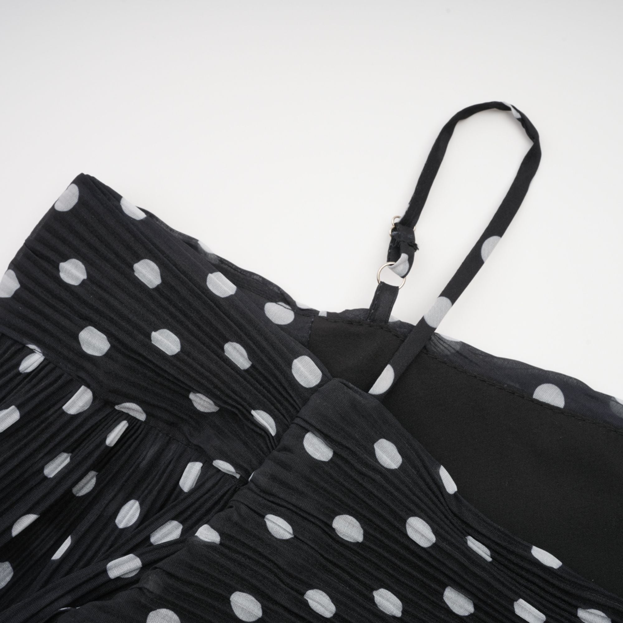 Ingrid polka-dot pleated top & skirt matching set