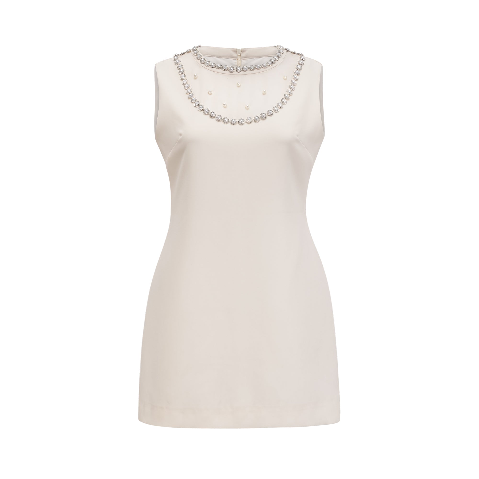 Yvonne sleeveless faux-pearl mini dress