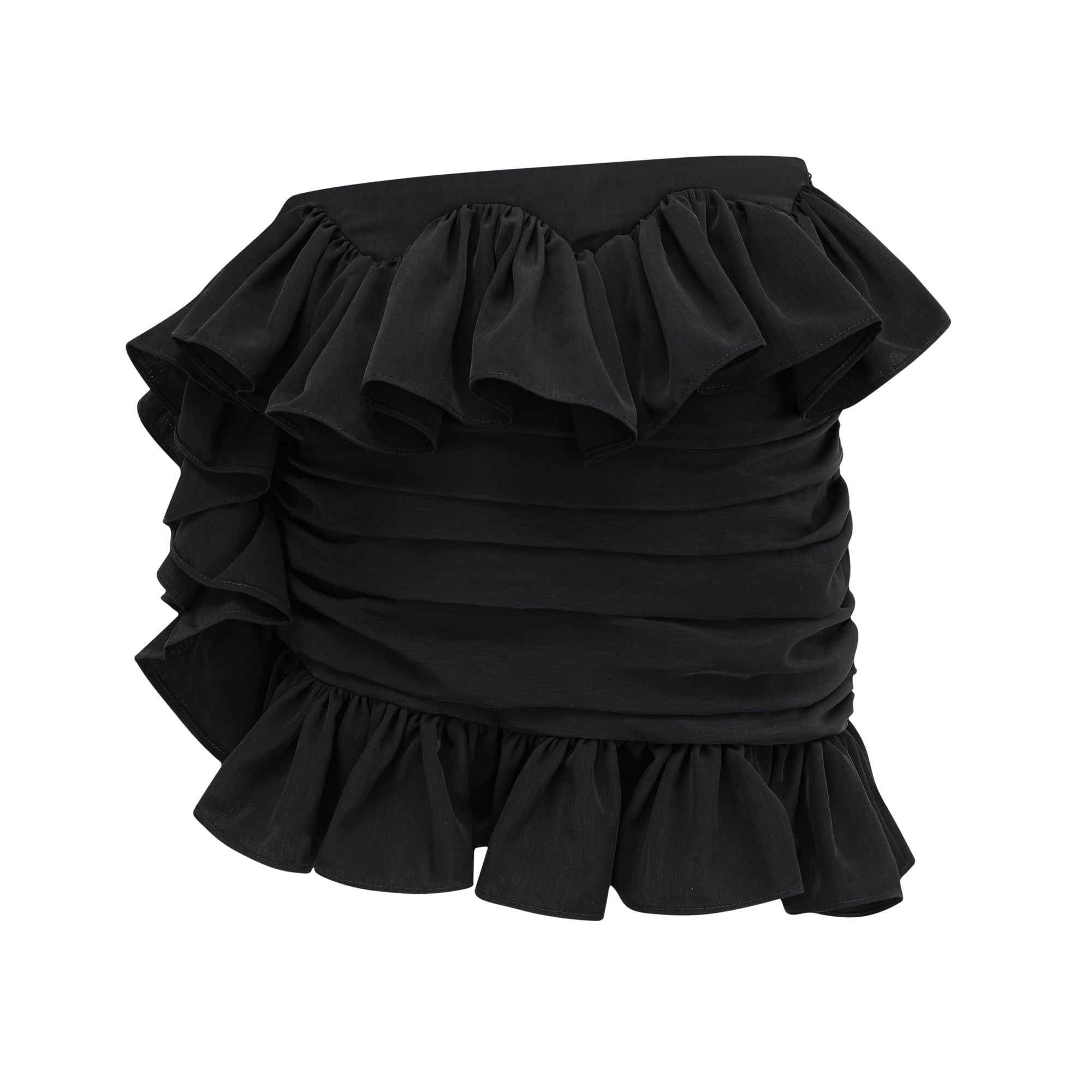 Pauline black asymmetric ruffled skirt