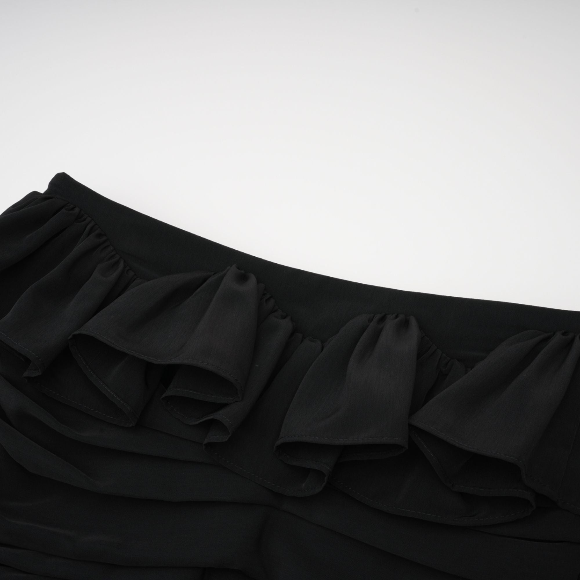 Pauline black asymmetric ruffled skirt