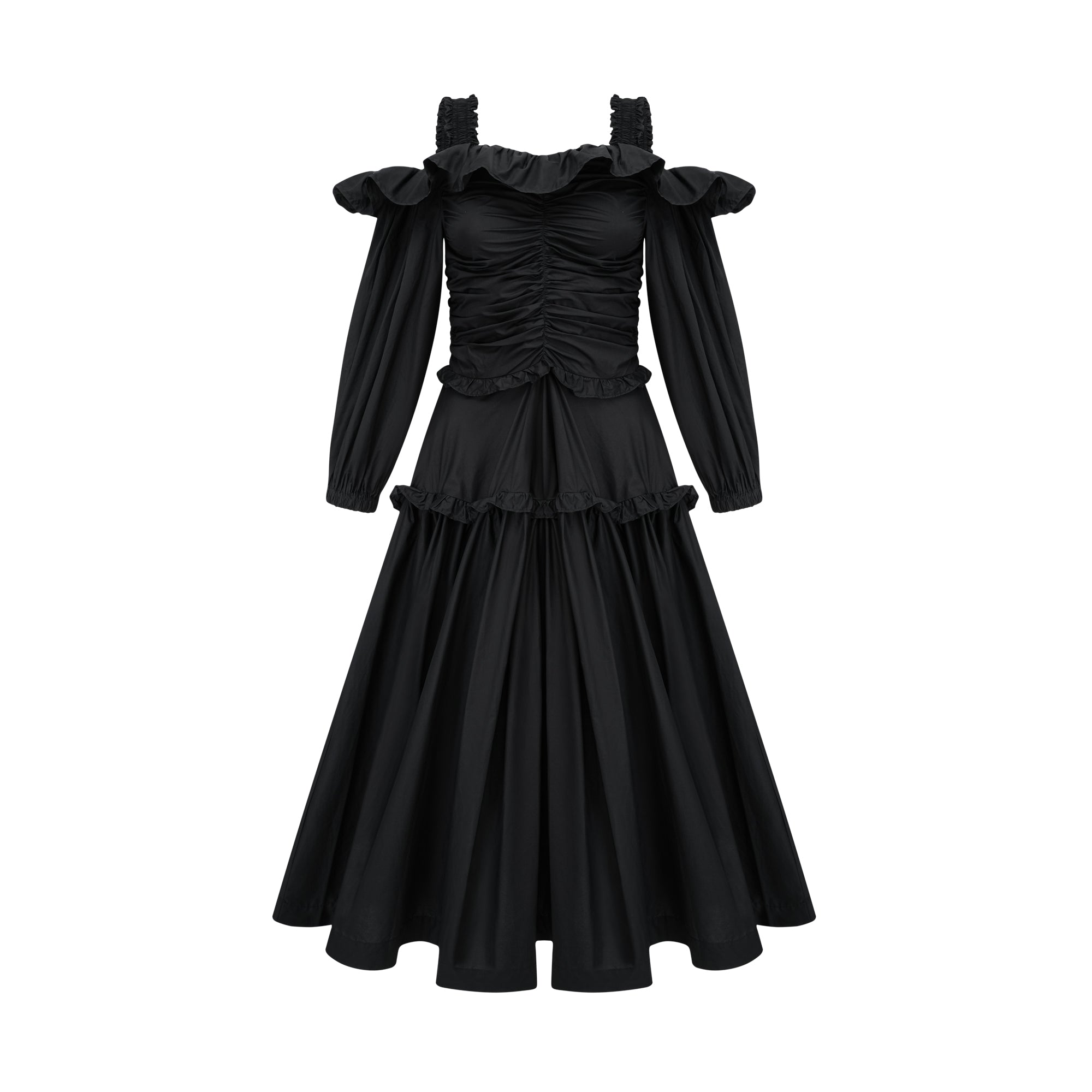 Renée pleated ruffled midi dress