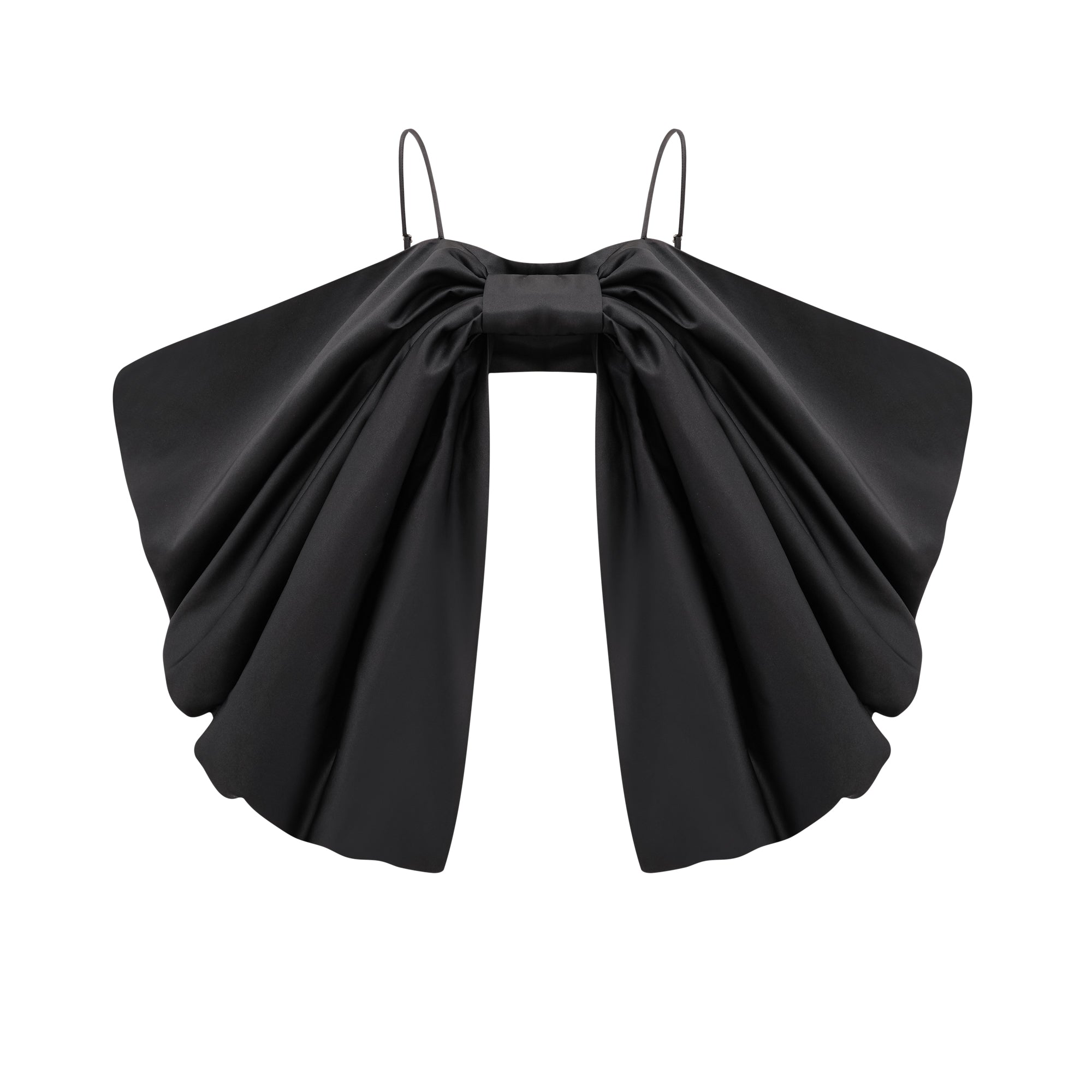 Solène black bowknot scoop-back top