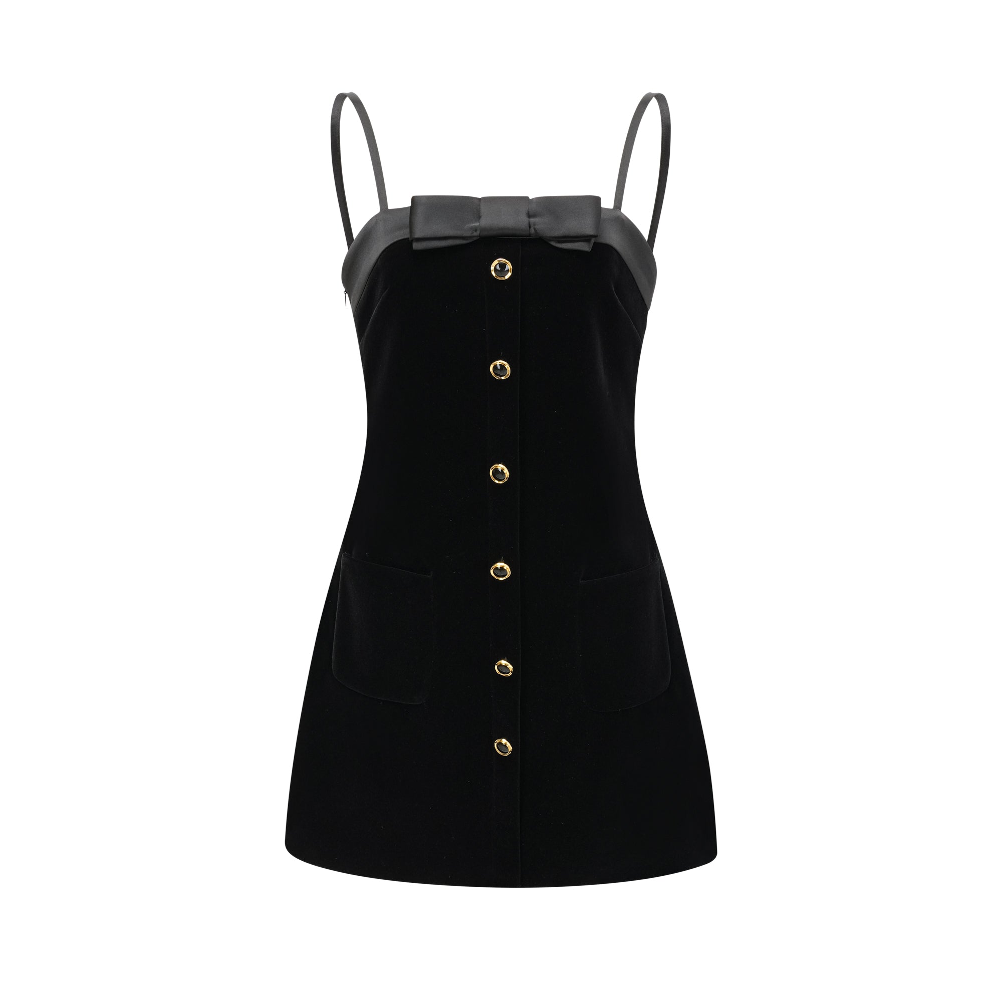 Reeva bow-embellished velvet mini dress